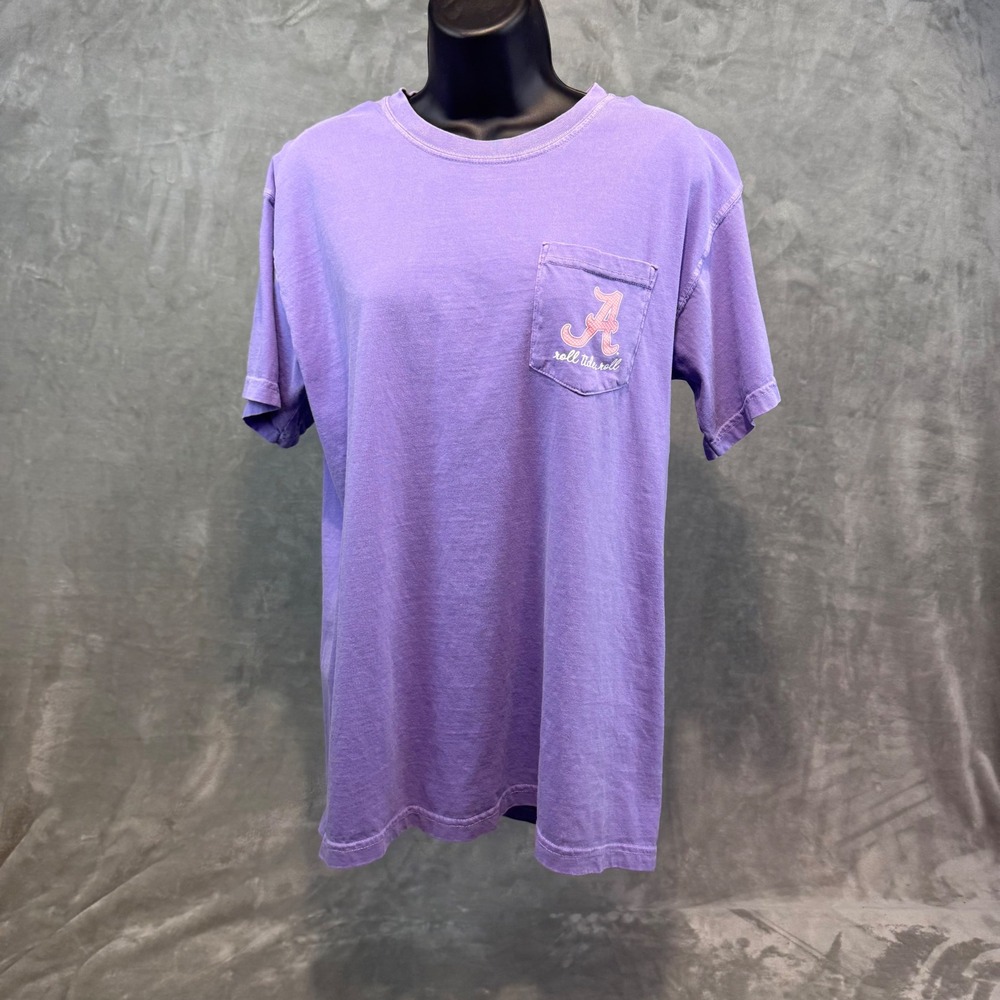 Comfort Colors Alabama Crimson Tide Purple Pocket T-Shirt Womens Size Medium